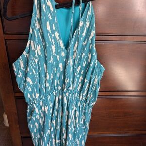 Gilli Turquoise and White Patterned Romper